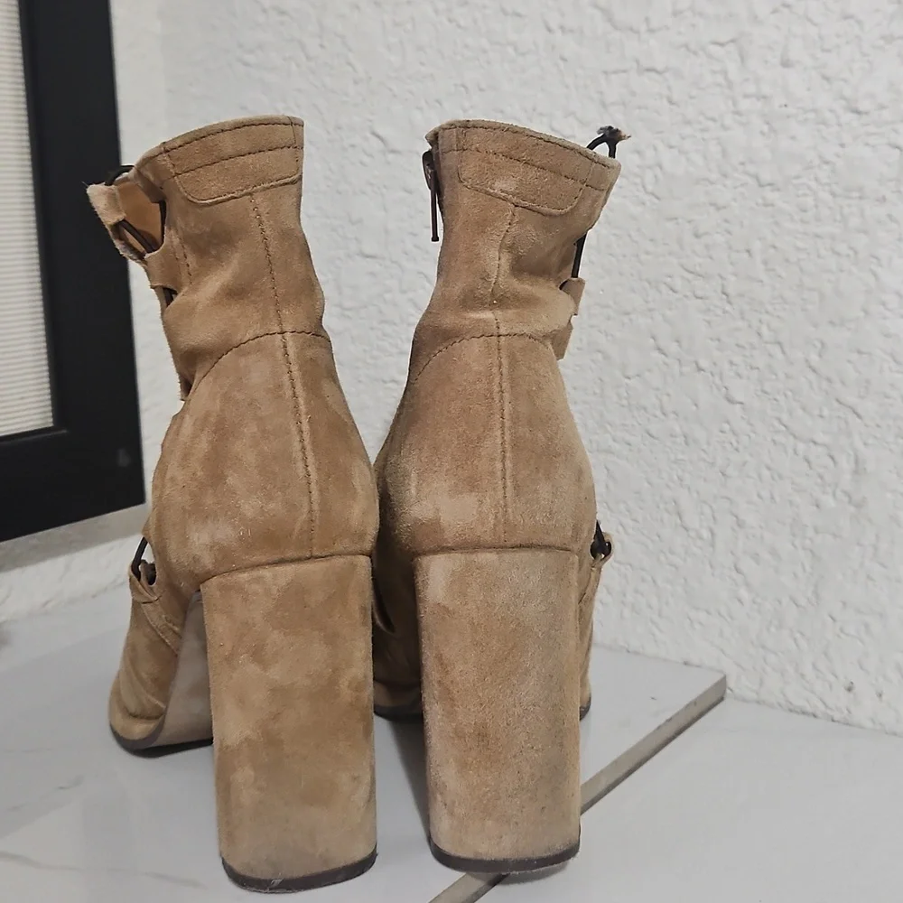 Free People Collections laced cutout suede leather ankle boots - Picture 5 of 8